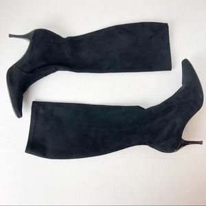 Casadei Black Suede Knee High Boots Stiletto Heels